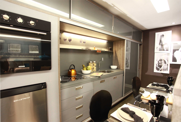 Decoração de: Cozinha integrada; cozinha compacta; Casa de Valentina