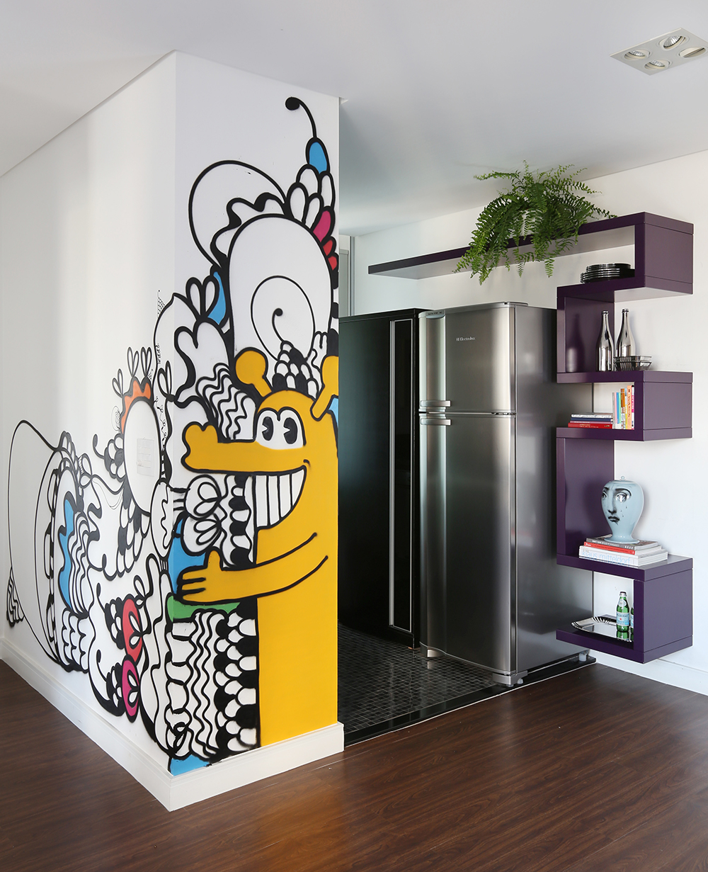 Decoração de: Cozinha integrada, grafite Bicudo, Casa de Valentina