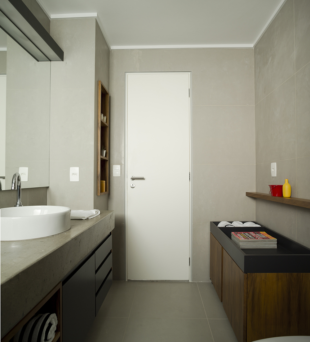 Decoração de: Banheiro; bancada de concreto; Casa de Valentina